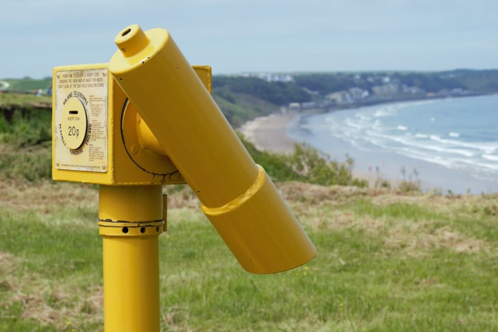 Yellow sight finder at the seaside