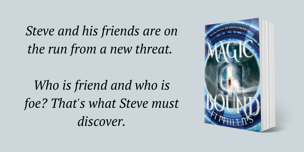 Steve and his friends are on the run from a new threat. Who is friend and who is foe? That's what Steve must discover. Paperback copy of Magic Bound.