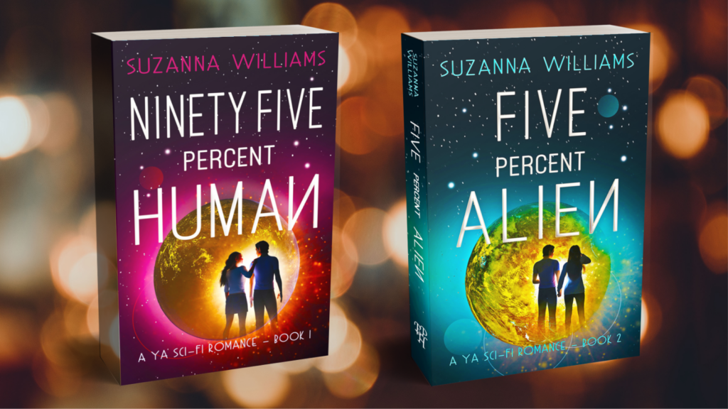 paperback copies of Ninety Five Percent Human and Five Percent Alien